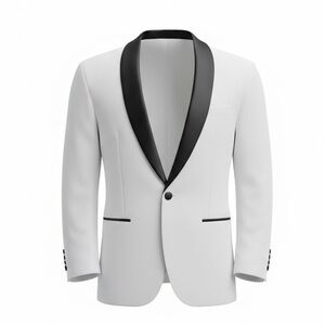 Men’s White Tuxedo Jacket with Black Shawl Lapel L